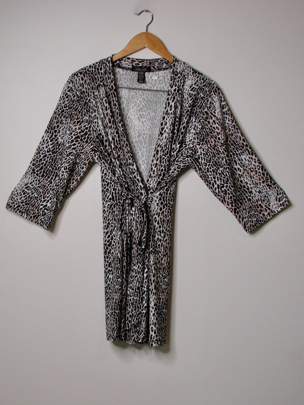 Leopard Animal Print Lounge Robe Black Cream Lingerie Rene Rofe Sleepwear Medium